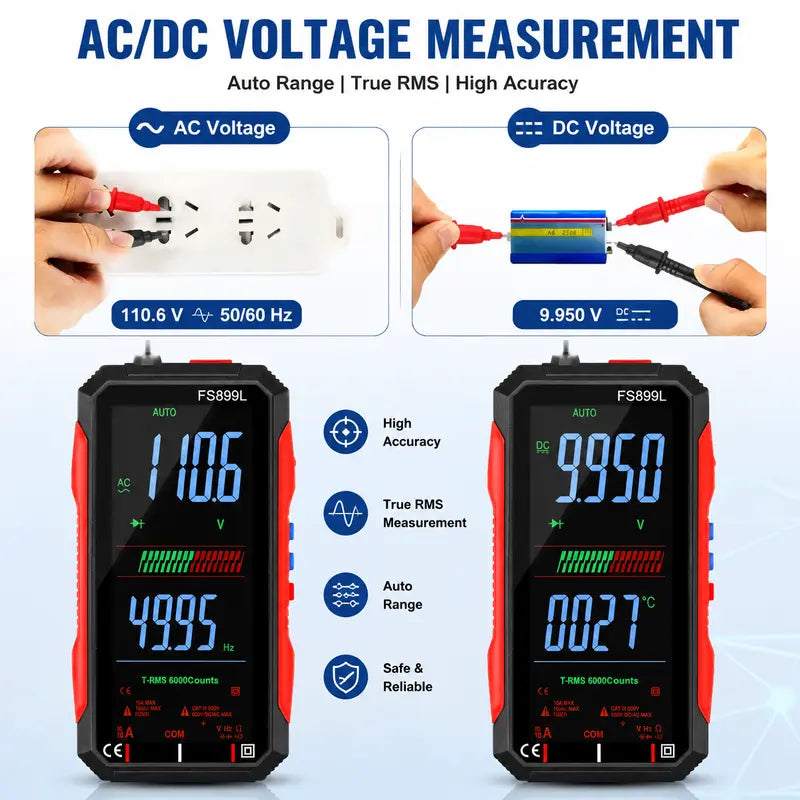 True RMS 6000-Count Smart Digital Multimeter – USB Rechargeable NCV Voltage Tester