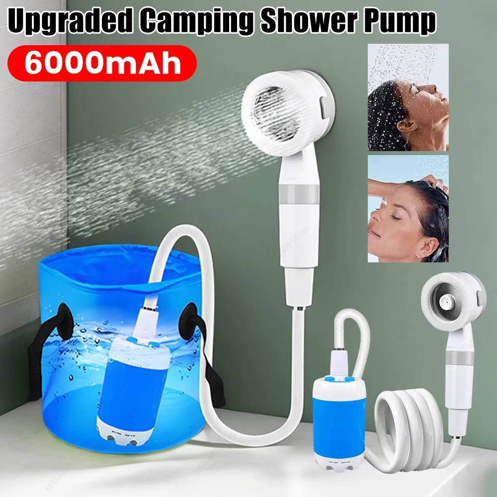 ⏳Time-Limited Special⏰ 🏆2026 HOT SALE⚡ 20K+ SOLD! 🏆 Upgraded Portable Camping Shower Pump with Digital Display - 5000mAh Rechargeable Electric Shower for Beach, Dormitory, and Outdoor Adventures
