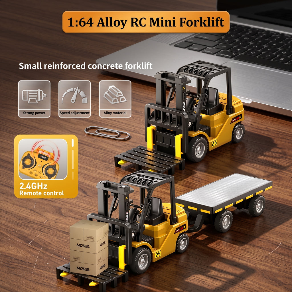 🏆2026 HOT SALE⚡ 5K+ SOLD! 🏆Desktop Mini Dieel Remote Control Forklift Crane Model Toy
