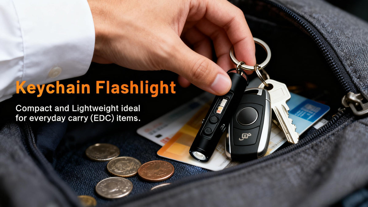 🔧K2 Mini Keychain EDC Flashlight | 500LM USB‑C Torch with Emergency Fire Starter & Window Breaker