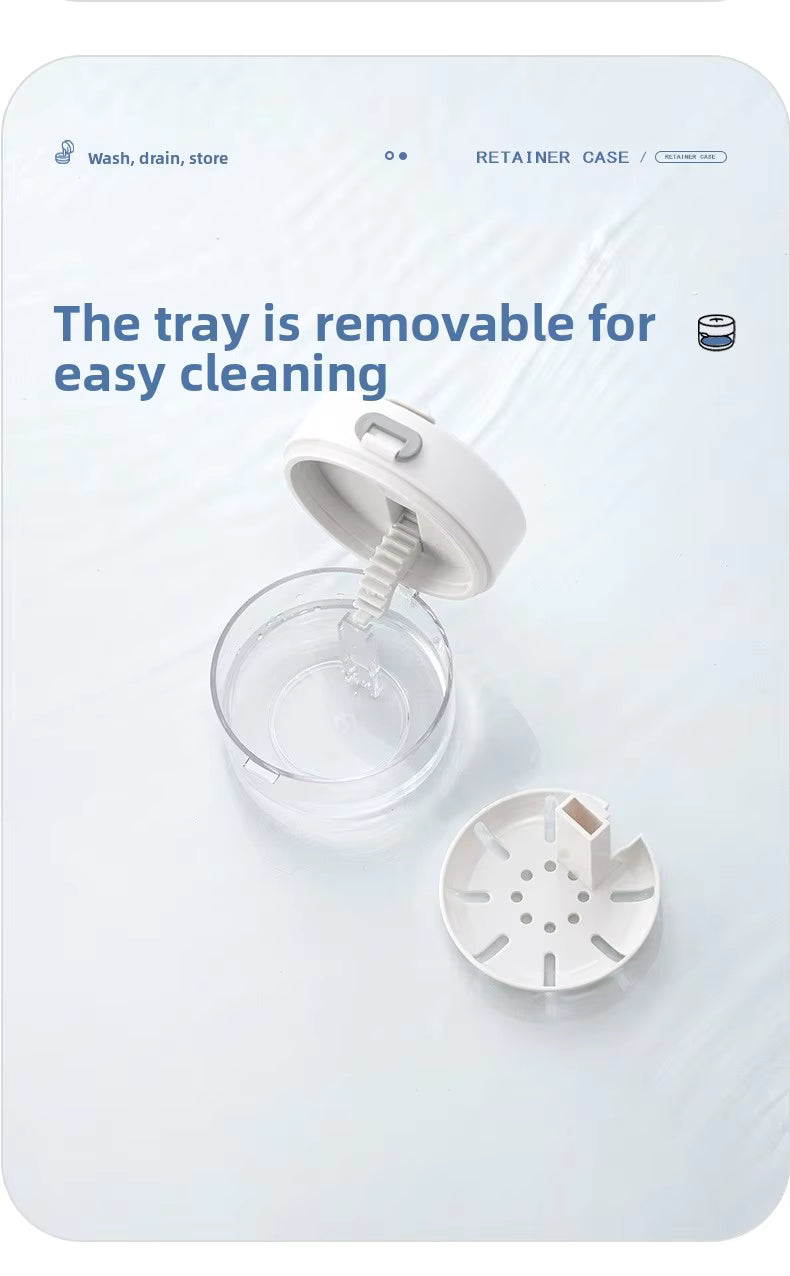 🔥LAST DAY SALE ONLY!!  3-in-1 Liftable Invisible Aligner Storage Case, with Mirror & Drain Tray, Universal for Retainers & Dentures