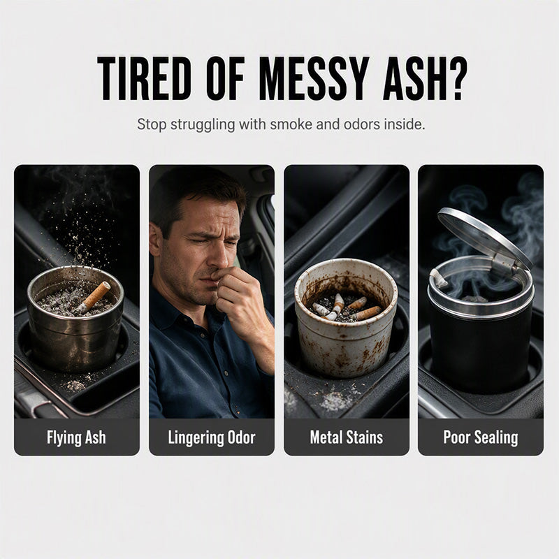 🔥LAST DAY SALE ONLY!!  Rotating ceramic ashtray for the car – odor-proof, fireproof & fits 99% of all cup holders 🚬✨