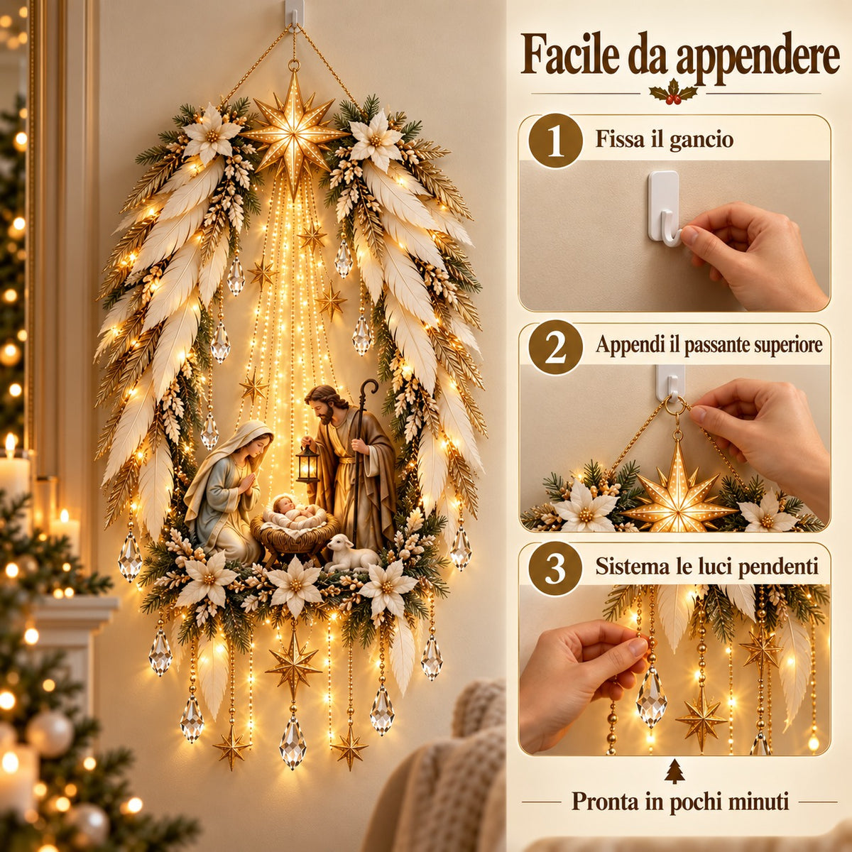 💯 Last day 49% OFF - 🎄 ChristmasMagic Trail WallLight | Christmas Wall Hanging Decor