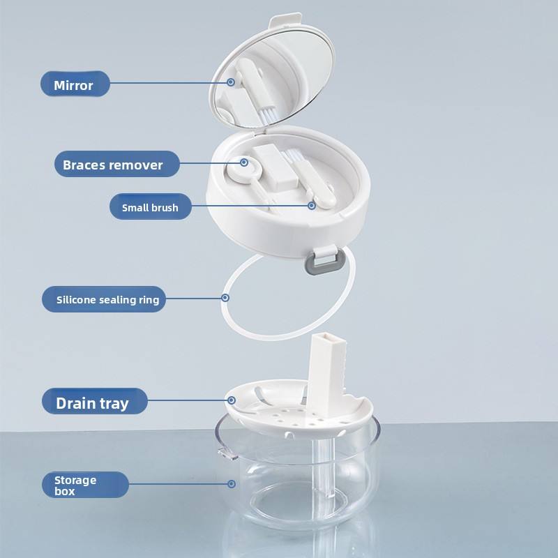 🔥LAST DAY SALE ONLY!!  3-in-1 Liftable Invisible Aligner Storage Case, with Mirror & Drain Tray, Universal for Retainers & Dentures