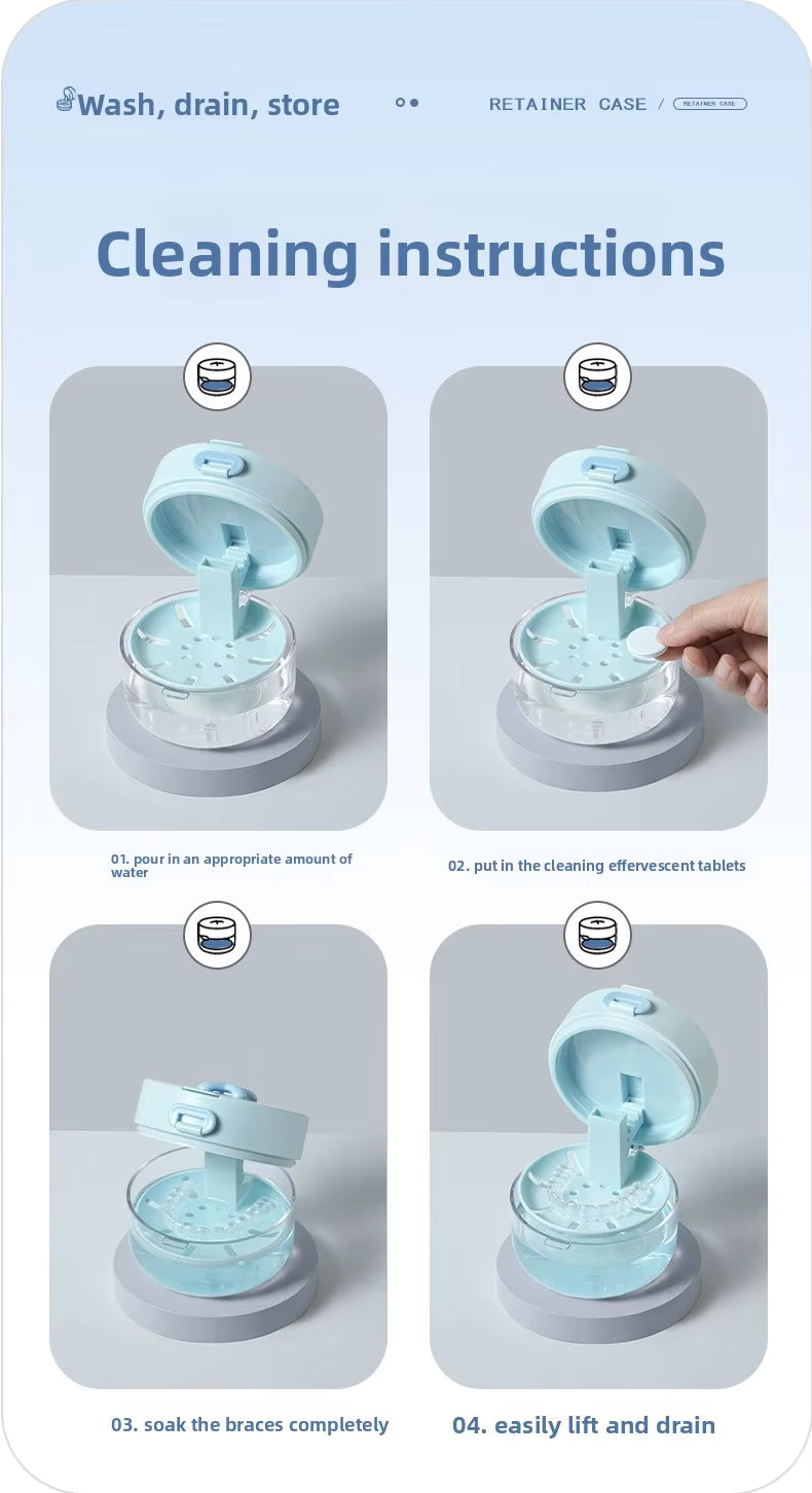 🔥LAST DAY SALE ONLY!!  3-in-1 Liftable Invisible Aligner Storage Case, with Mirror & Drain Tray, Universal for Retainers & Dentures