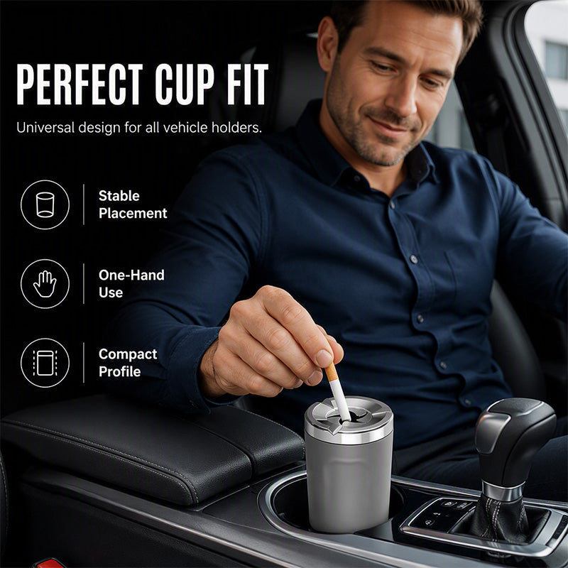 🔥LAST DAY SALE ONLY!!  Rotating ceramic ashtray for the car – odor-proof, fireproof & fits 99% of all cup holders 🚬✨