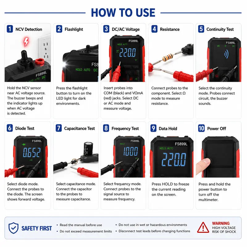 True RMS 6000-Count Smart Digital Multimeter – USB Rechargeable NCV Voltage Tester