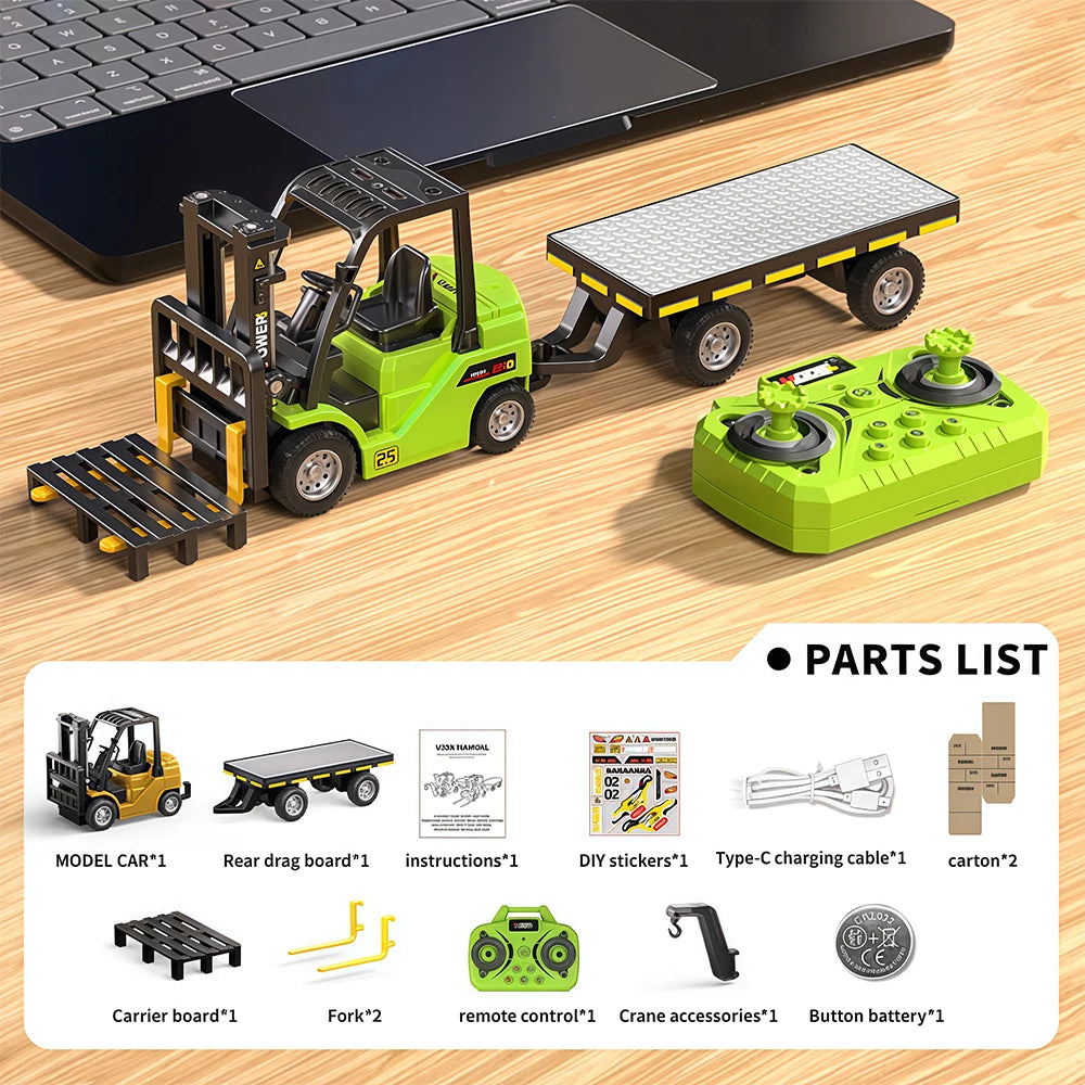 🏆2026 HOT SALE⚡ 5K+ SOLD! 🏆Desktop Mini Dieel Remote Control Forklift Crane Model Toy
