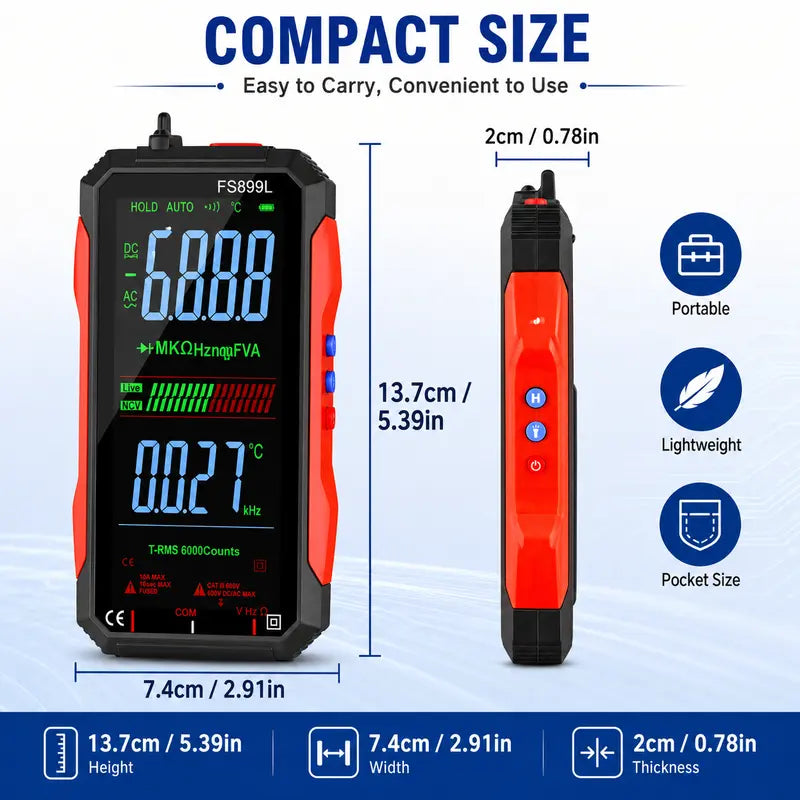 True RMS 6000-Count Smart Digital Multimeter – USB Rechargeable NCV Voltage Tester