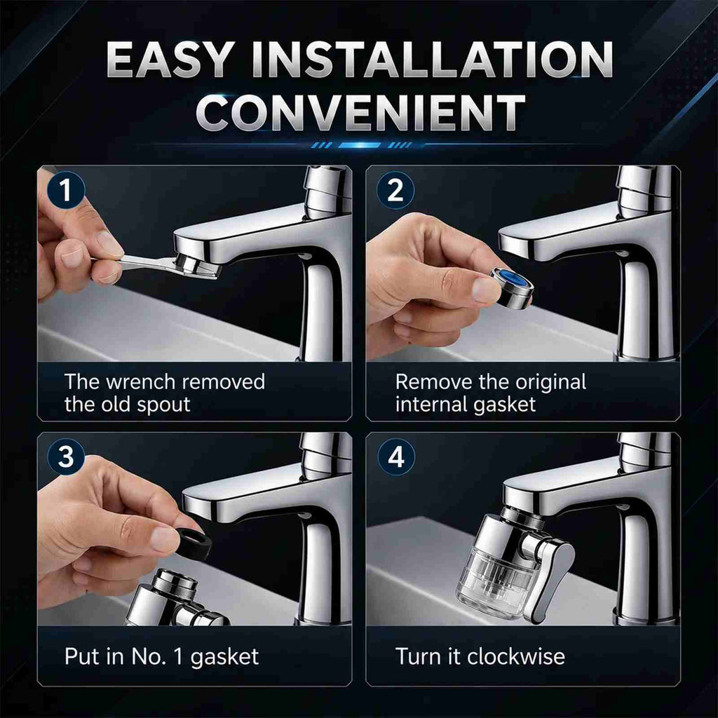 3D Swivel Filter Faucet Extender